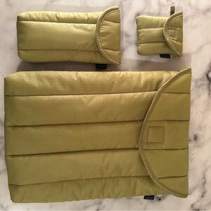 Baggu puffy laptop sleeve, glasses and iPod case Avocado  13”